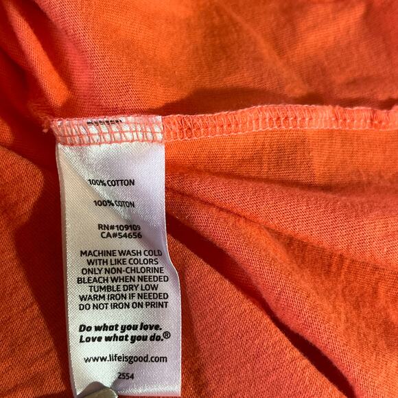Life Is Good Crusher Lite Tee Shirt‎ Womens Medium Orange Keep It Simple Graphic - Picture 6 of 8